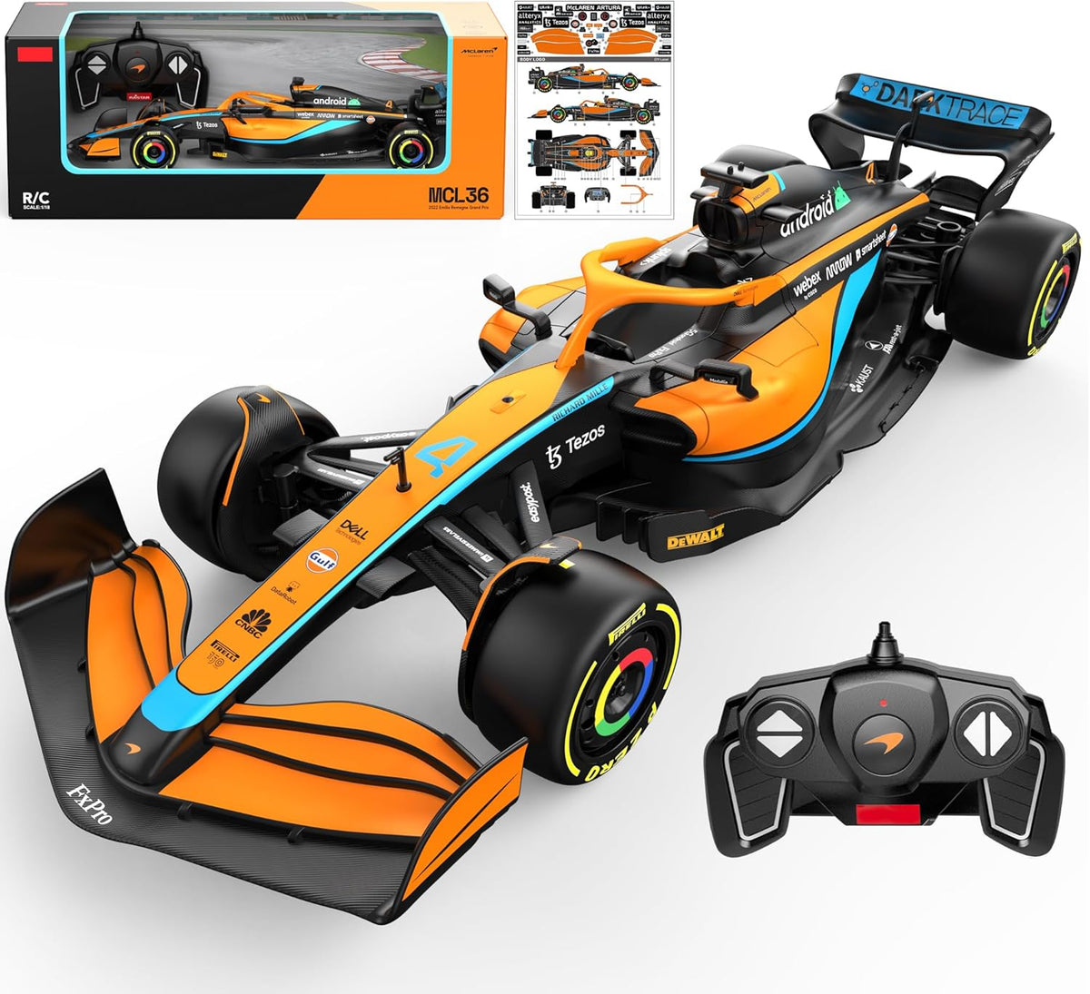 McLaren MCL36 1:18 Rastar Licensed RC Formula 1 Car diecast scale model car